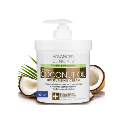 Advanced Clinicals Coconut Body Lotion Moisturizing Cream & Face Lotion For Women & Men | Natural Coconut Cream Oil Moisturizer Body Butter Skin Care Balm For Dry Skin, Large 16 Oz