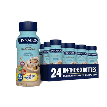 Carnation Breakfast Essentials Flavored Nutritional Drink, Cinnabon, 8 FL OZ Bottle (Pack of 24)