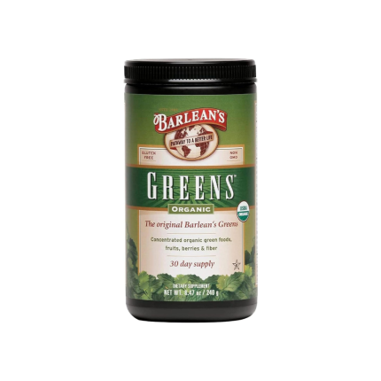 Barlean's Organic Greens Powder, Fruits & Veggies Superfood Supplement with Green Food Protein, Probiotic Blend & Fiber for Athletic Endurance and Daily Health, 8.47 oz Pack of 1